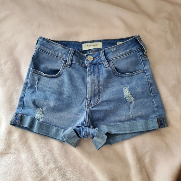 PacSun blue high waisted jeans shorts - Picture 1 of 4